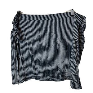 American Eagle Wrap Front Mini Skirt Beach Coverup Blue Striped Size XL